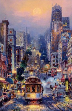 パウエルストリートの街並みの近代的な都市のシーン Oil Paintings